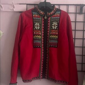 Vibrant Red Embroidered Women's Jacket